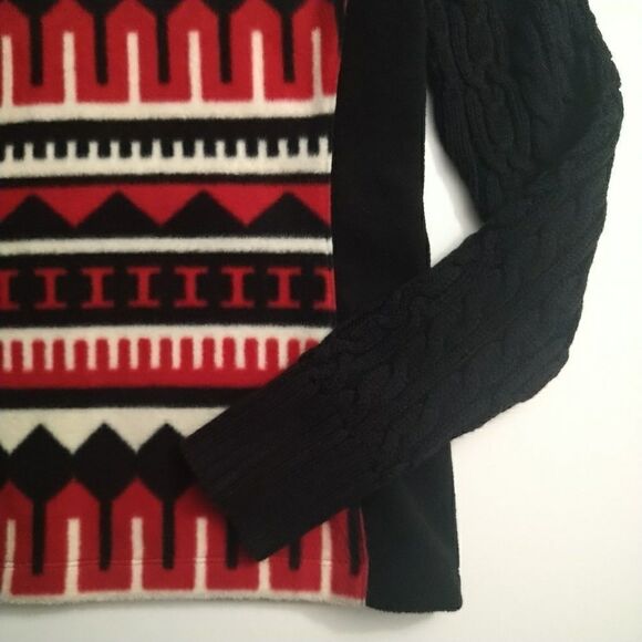 Ralph Lauren Fleece Jacket Active Red Black Fleece Cable Knit, Size Small - Picture 8 of 8